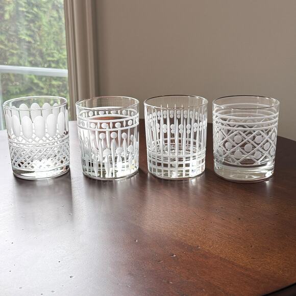 Williams Sonoma Old Fashioned Glasses Set of 4 Regency Frost 3.5" Tall VGUC - Picture 1 of 5